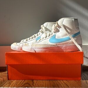 Nike White and Light Blue High-Tops